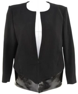 HELMUT LANG Black Blazer Jacket Coat Long Sleeve Hook and Eye Closure Sz 6 - Picture 1 of 7
