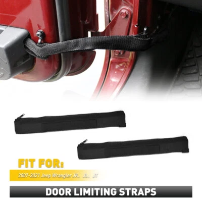 Door Limiting Straps for Jeep JK Wrangler JKU Door Strap with Zipper Black 2Pcs - Image 1 of 4