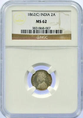 British India 1862 (C) 2 Anna NGC MS 62 - Image 1 of 2