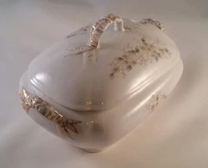 VINTAGE VICTORIA CARLSBAD AUSTRIA CHINA SOUP TUREEN YELLOW FLOWERS GOLD BOWS  - Picture 1 of 11