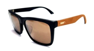 Puma PU0040SA 001 Suede Leather Black Brown Sunglasses 56-18 140 New Pouch Cloth - Picture 1 of 8