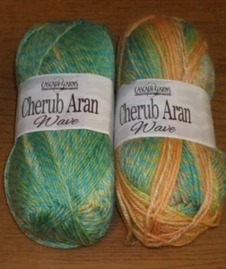  Lot of 2 Skeins, Cascade Cherub Aran Waves Yarn, 3.5 oz, 240 yds, #602 Spring - Picture 1 of 2