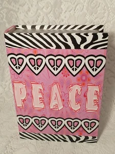 Juego de 3 cajas de libros apiladas de madera de lona paz y corazones decoración del hogar tblbk1 - Imagen 1 de 12