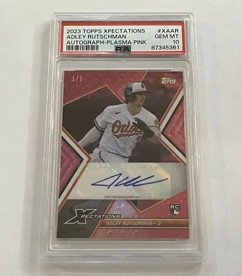 2023 Topps Xpectations Adley Rutschman Auto Plasma Pink /5 PSA 10 Pop1 Autograph - Image 1 of 4