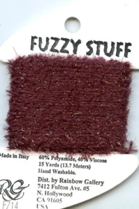 Rainbow Gallery Fuzzy Stuff #FZ14 Burgundy Furry Sparkly Thread 15 yd card - Picture 1 of 1