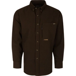 Drake Waterfowl Autumn Brushed Twill Houndstooth Long Sleeve Shirt - Picture 1 of 6