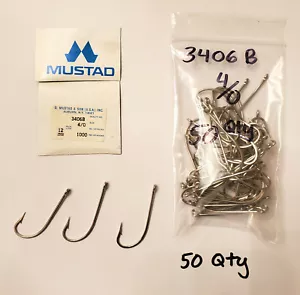Ganci Mustad - #3406 B 4/0 - Lotto ganci acqua salata - 50 quantità - tipo Siwash - Foto 1 di 1