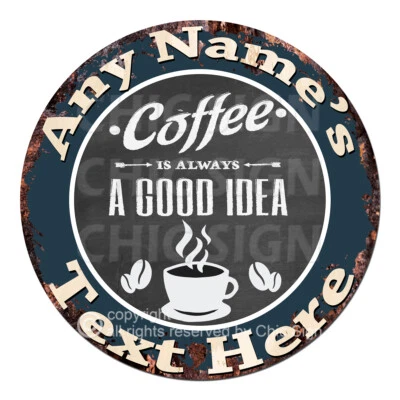 CP-0157 ANY NAME'S Custom Personalized Coffee Drink Metal Sign Decor Gift idea - Image 1 of 2