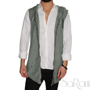 Chaleco Hombre Mangas Casual Verde Cremallera Bolsillos Capucha Algodón Sarani - Imagen 1 de 4