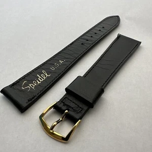 Vintage Black Speidel Saddle leather Watch Band with Gold Toned Buckle. NOS - Picture 1 of 7