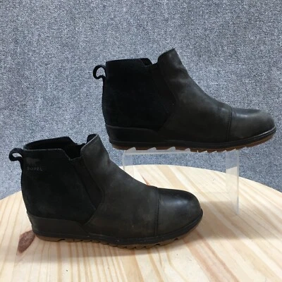 Сапоги Sorel женские 9,5 Evie Chelsea черные без застежек верх на танкетке NL3816-010 - Изображение 1 из 4