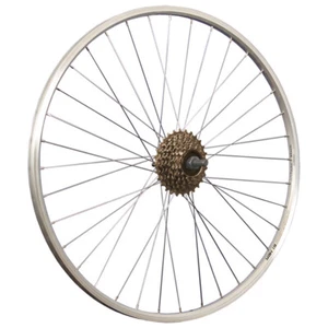 Fahrrad Hinterrad 7 fach 28 Zoll Laufrad Hohlkammer mit Schraubkranz Set silber - Bild 1 von 9