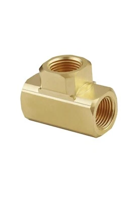 SASHOW 3 Pcs Brass Barstock Tee 1/4" x 1/4" x 1/4" NPT Female Pipe Fittings Adapter