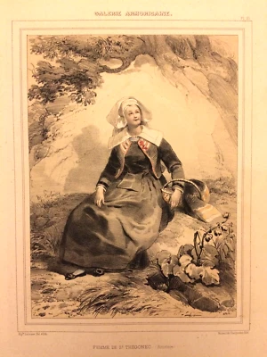Femme Saint-Thégonec, Finistère, lithographie Lalaisse, Galerie Armoricaine 2 - Photo 1/2