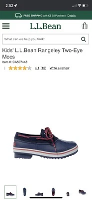 Mocs de dos ojos L.L.Bean Rangeley para niños talla 2 azul Foto 1 de 4