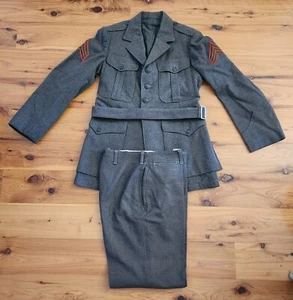 1950s USMC Sergeant Uniform, Green Wool Jacket/Pants/Belt, EUC - Picture 1 of 22