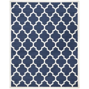 SAFAVIEH Amherst Collection AMT420P Navy / Beige Rug - Picture 1 of 29
