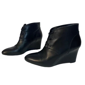 Lauren by Ralph Lauren Tamia schwarze Leder Schnürstiefeletten Keilabsatz 8B - Bild 1 von 11