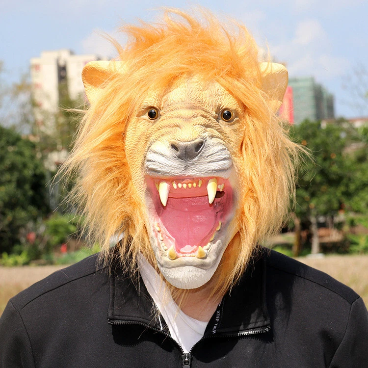 Lion Head Realistic Monster Mask Party Celebrity Latex Headgear Costume Cosplay - Image 1 of 1