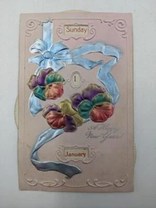 Quadranti calendario perpetuo vintage PBF Happy New Year in rilievo Germania - Foto 1 di 3