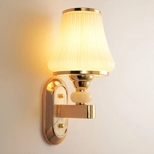 LED Wall Sconce Light E27 Bulb Bedside Lamp Fixture Glass Lampshade Bedroom Pub - Picture 1 of 14