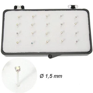 1 Orecchini Piercing Naso Nasini Micro Argento 925 cristallo Boreale 1,5 mm - Foto 1 di 1