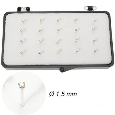 1 Orecchini Piercing Naso Nasini Micro Argento 925 cristallo Boreale 1,5 mm