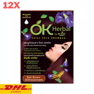 12x OK HERBAL Hair Color Change Dye Shampoo #Red Brown Ginseng Natural 30ml - Picture 1 of 4