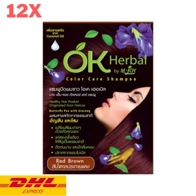 12 x OK травяной цвет волос изменить краситель шампунь #Red коричневый женьшень натуральный 30 мл - Изображение 1 из 4