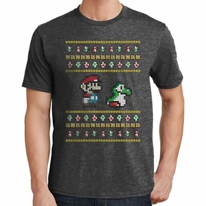 Super Mario Brothers Ugly Christmas Sweater Graphic T-Shirt 00600 - Picture 1 of 68