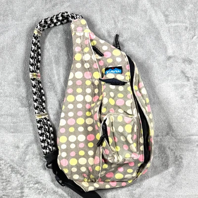 Bolso Bandolera KAVU Cuerda Lunares Rosa Amarillo Lona Mochila Exterior Foto 1 de 4