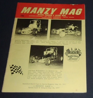 1977 Manzanita Speedway Program Dennis Matousak Jack Yeley Lealand McSpadden - Image 1 of 4