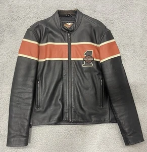 Vintage Harley Davidson Leder Biker Jacke Herren XL schwarz Victory Lane #1 Y2K - Bild 1 von 11