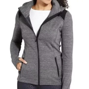 ATHLETA Stronger Hoodie Grey Heather Space Dye Fleece Sweatshirt Women's M - Picture 1 of 12