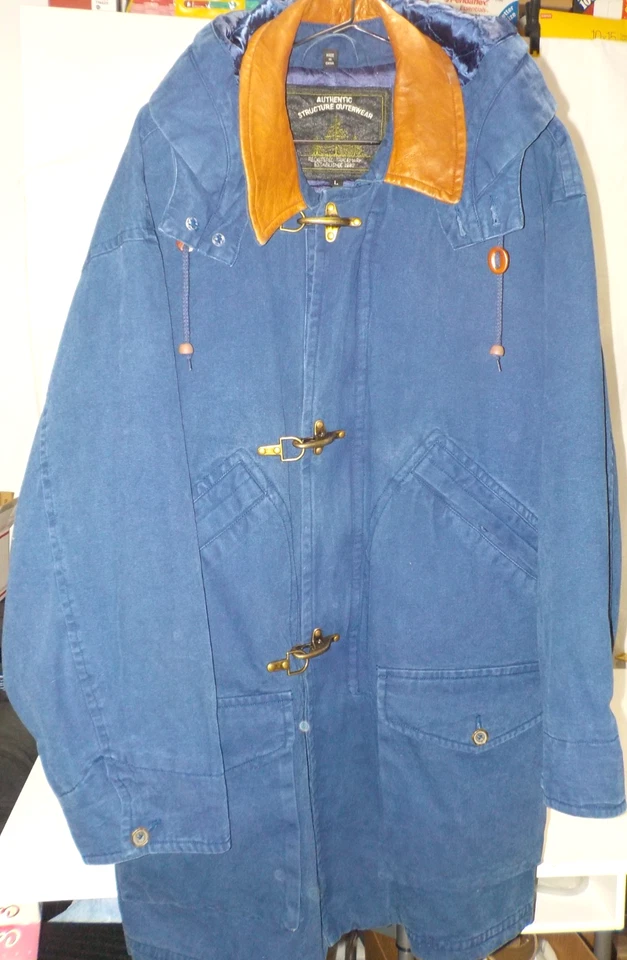 Vntg AUTHENTIC STRUCTURE OUTERWEAR Fireman Clasp Workwear Parka JACKET Mens sz L - Image 1 of 4