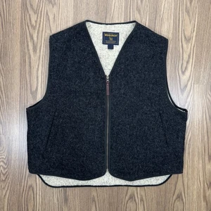 Woolrich Vest Mens XL Gray Full Zip Wool Blend Faux Fur Lining Outdoor Warm Work - Picture 1 of 16