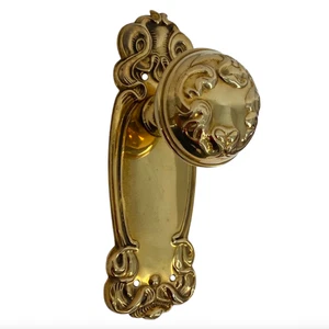Juego de perillas de puerta Art Deco en latón macizo estampado nuevos herrajes estilo antiguo - Imagen 1 de 4