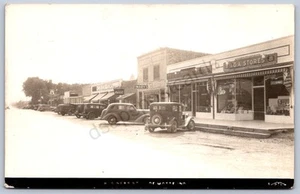 K23/ Demotte Indiana RPPC Postkarte um 1930 Ness St IGA Store Autos 511 - Bild 1 von 4