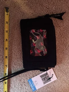 Vera Bradley CLÁSICO AZUL MARINO Microfibra RFID Cremallera Superior ID Muñequera Estuche Nuevo con Etiquetas - Imagen 1 de 3