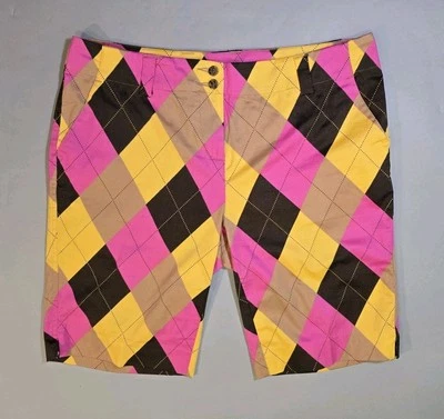 Pantalones Cortos de Golf Loudmouth Para Mujer 12 Tenis Pickleball Ropa Activa Argyle 11" Entrepierna Foto 1 de 4