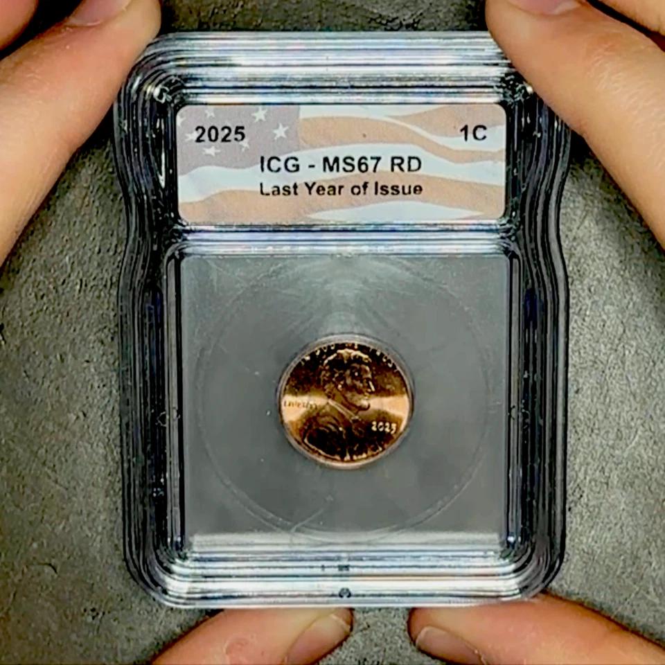 2025 Lincoln Shield Cent Last Year of Issue ICG MS67RD - Flag Label - Image 1 of 4