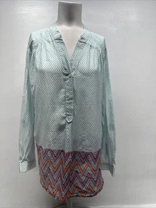 Roberta Rabbit Blouse Top Button Down Collared Cotton Silk Geometric Size Medium - Picture 1 of 7