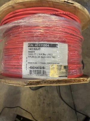 Genesis 43131004 Red 14/2 Solid Riser Cable  1000' SEE DESCRIPTION - Image 1 of 4