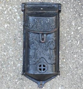 Antique late1800s Griswold Cast Iron Mailbox Std No3 Mail Box Peep Hole Lockable - Picture 1 of 23