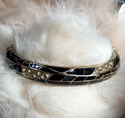 Pulseira de cristais pretos e dourados pulseira fios de ouro através de linhas cintilantes - Imagem 1 de 4