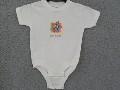WIS DELLLS ONE PIECE BEBÉ/NIÑO PEQUEÑO 24 MOS BLANCO COLORIDO SERIGRAFÍA TORTUGA NUEVO SIN ETIQUETAS Foto 1 de 4