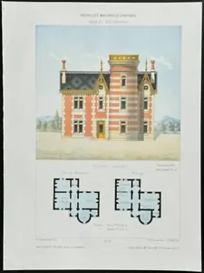 Edificio y plano parisino pequeño. 53 - 1860 casas de campo nuevas - Imagen 1 de 1