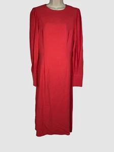 $2245 Andrew GN Women's Red Puff-sleeve Midi Dress Size 42 - Picture 1 of 3