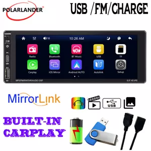 6.9" Wireless Carplay Bluetooth Car Stereo Radio Touch Screen 1 Din Android auto - Picture 1 of 12