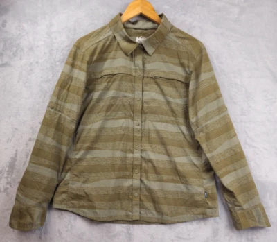 Женская туристическая рубашка REI Co-op Sahara с длинным рукавом зеленая размер XL с карманами для улицы - Изображение 1 из 4